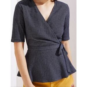 Ann Taylor LOFT Striped Knit Wrap Top Size Small  gray Color